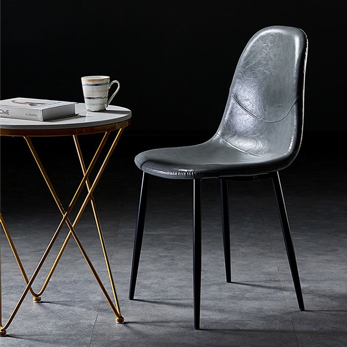 PU Leather Armless Dining Chairs Solid Back Dining Side Chair with Metal Legs Clearhalo ' kitchen&dining_furn' 'Dining Chairs' 'Dining Tables & Seating' 'dining_chair' 'furn' 'furn_dining_chair' 'Furniture' 'furniture_dining_chair' 'Kitchen & Dining Furniture' 'kitchen' 1200x1200_35a723dd-b588-40ed-9bf7-94e7fd4bc076