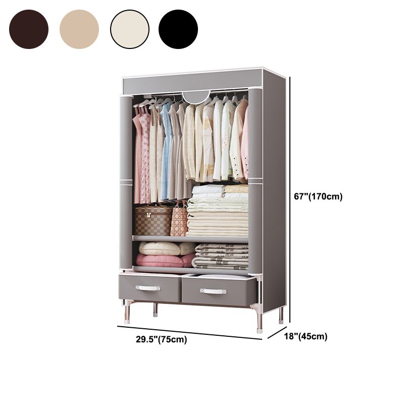 Modern Bedroom Wardrobe Armoire Steel Frame Wardrobe with Drawers Clearhalo 'Armoires & Wardrobes' 'armoires_wardrobes' 'Bedroom Furniture' 'furn' 'furn_armoires_wardrobes' 'Furniture' 1200x1200_35a90c13-de47-4522-9590-df5fb2dbbffd