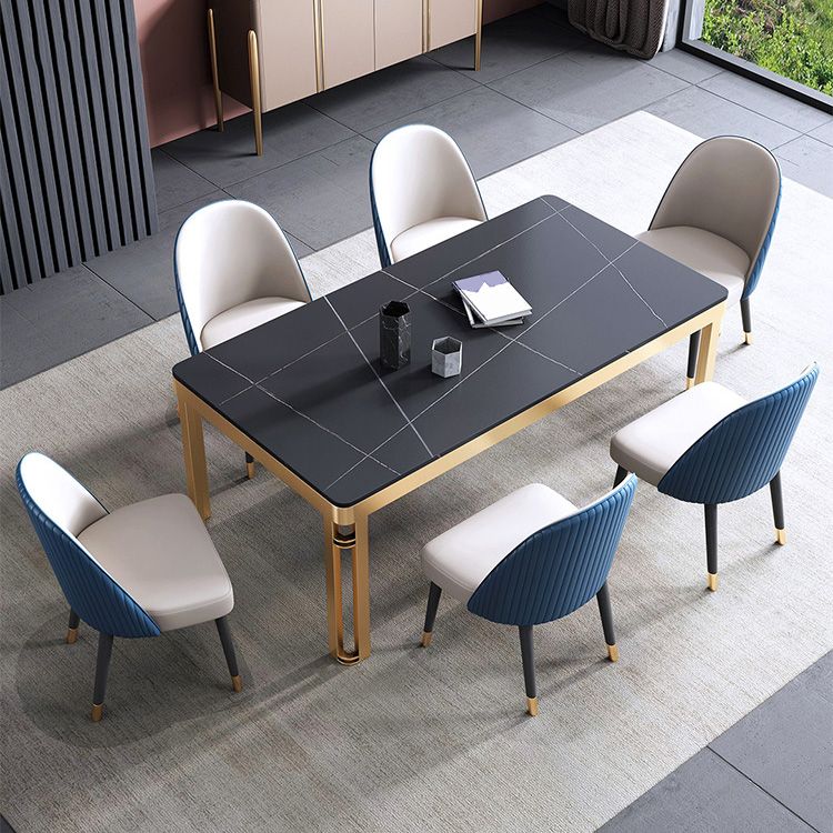 Traditional Luxury Dining Table Rectangle Sintered Stone 4 Legs Table with Gold Frame Clearhalo ' dining_table' 'Dining Tables & Seating' 'Dining Tables' 'furn' 'furn_dining_table' 'Furniture' 'furniture_dining_table' 'Kitchen & Dining Furniture' 'kitchen&dining_furn' 'kitchen' 'kitchen_dining_table' 1200x1200_35aa9e92-35a3-4e1a-ae41-29009420d07e