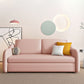 Scandinavian Faux Leather Sleeper Sloped Arm Sofa Bed in Pink Clearhalo 'furn' 'furn_futons' 'Furniture' 'Futons & Daybeds' 'Futons' 'Living Room Furniture' 1200x1200_35ab1524-80a4-44c7-9246-b2b6484cd171