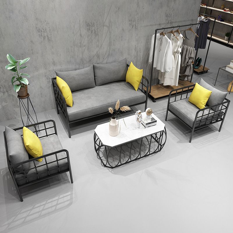 Contemporary Metal Square Arm Sofa Fabric Cushions Sofa for Living Room Clearhalo 'furn' 'furn_sofas' 'Furniture' 'Living Room Furniture' 'Sofa' 'sofas' 1200x1200_35ab1c2b-fdf9-493b-ac30-be40b89e880e