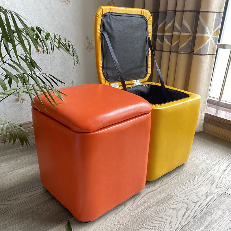 Ottomano solido moderno moderno resistente al pouf in pelle finta con deposito