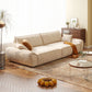Beige Flared Arm Sofa Faux Leather Seating with Pillows for Living Room
