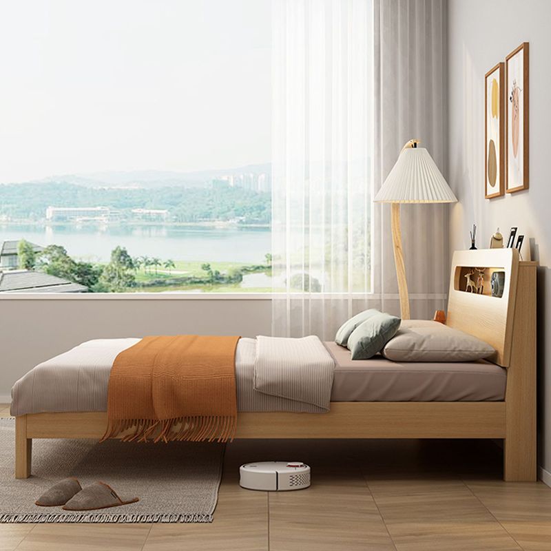 Eigentijdse natuurlijke grenen houten paneel rechthoekige matras inbegrepen paneelbed