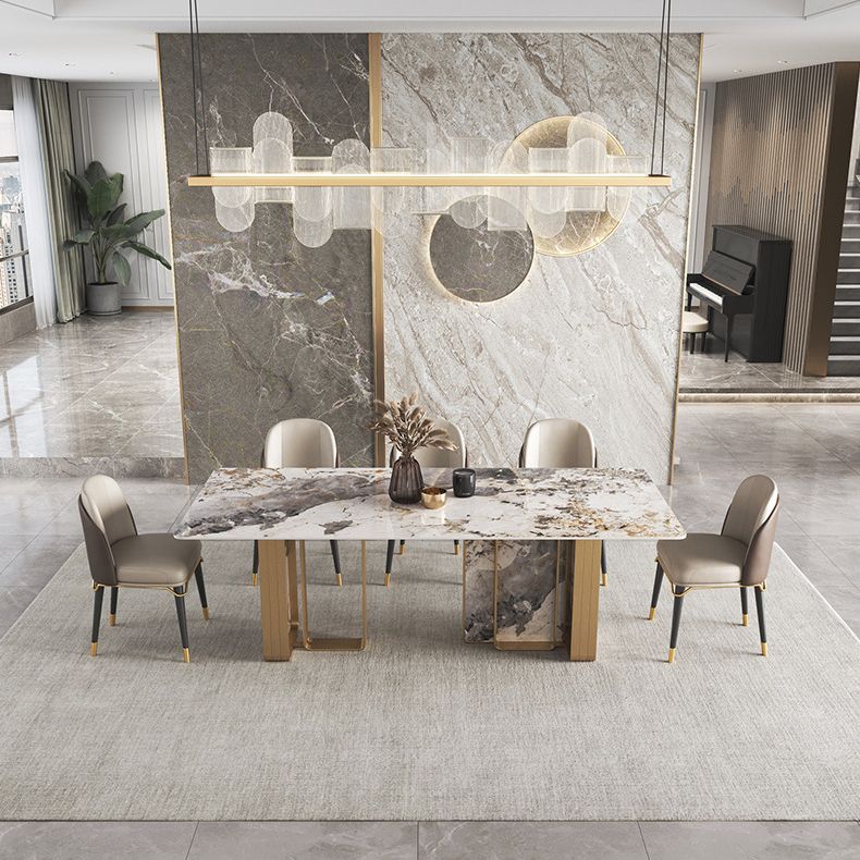 Nordic Glam Rectangle Sintered Stone Table Set 1/4/5/6/8 Pieces Dining Set Clearhalo 'Dining Room Sets' 'Dining Tables & Seating' 'dining_room_set' 'furn' 'furn_dining_room_set' 'Furniture' 'Kitchen & Dining Furniture' 1200x1200_35b07589-ad73-4086-ad27-9840bbf8530d