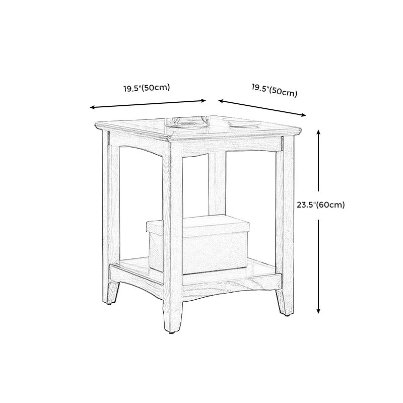 Lving Room Square Wood Top End Table Double Tier 4 Legs Side Table Clearhalo 'Coffee & Accent Tables' 'End & Side Tables' 'end_side_tables' 'furn' 'furn_end_side_tables' 'Furniture' 'Living Room Furniture' 1200x1200_35b09b28-4fcf-4dca-a08d-69d2607f1ccf