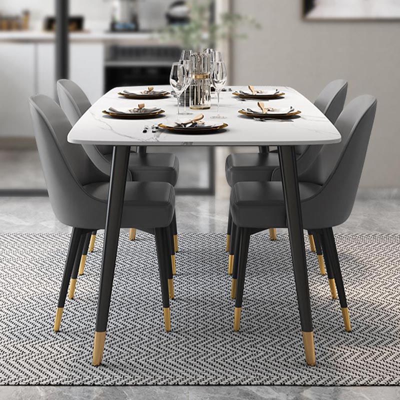 Modern Rectangle 1/2/5/7 Pieces Dining Set Stone Top Legs Indoor Dinette Set Clearhalo 'Dining Room Sets' 'Dining Tables & Seating' 'dining_room_set' 'furn' 'furn_dining_room_set' 'Furniture' 'Kitchen & Dining Furniture' 1200x1200_35b438ed-1c4d-433a-8256-41417aef2faf