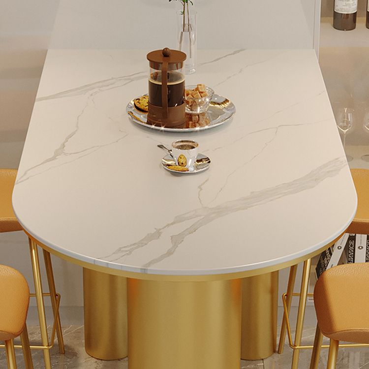 Glam Iron Bar Dining Table with White Stone Top Indoor Bistro Table Clearhalo 'Bar Furniture' 'Bar Tables' 'bar_tables' 'furn' 'furn_bar_tables' 'Furniture' 'furniture_bar_tables' 'Kitchen & Dining Furniture' 1200x1200_35b6e60d-74d5-48ec-b107-e24c9d10487c
