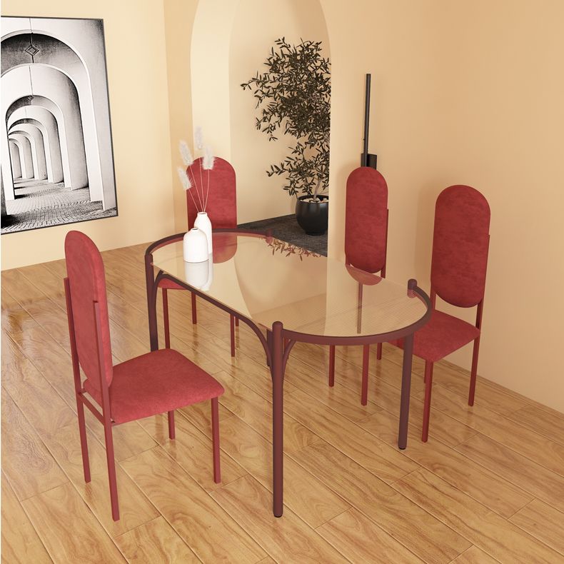 Modern Tempered Glass Dining Table for Restaurant Oval Indoor Table with 4 Legs Clearhalo ' dining_table' 'Dining Tables & Seating' 'Dining Tables' 'furn' 'furn_dining_table' 'Furniture' 'furniture_dining_table' 'Kitchen & Dining Furniture' 'kitchen&dining_furn' 'kitchen' 'kitchen_dining_table' 1200x1200_35b7ae9a-e14c-46b0-9ba1-2d223b2e4a03
