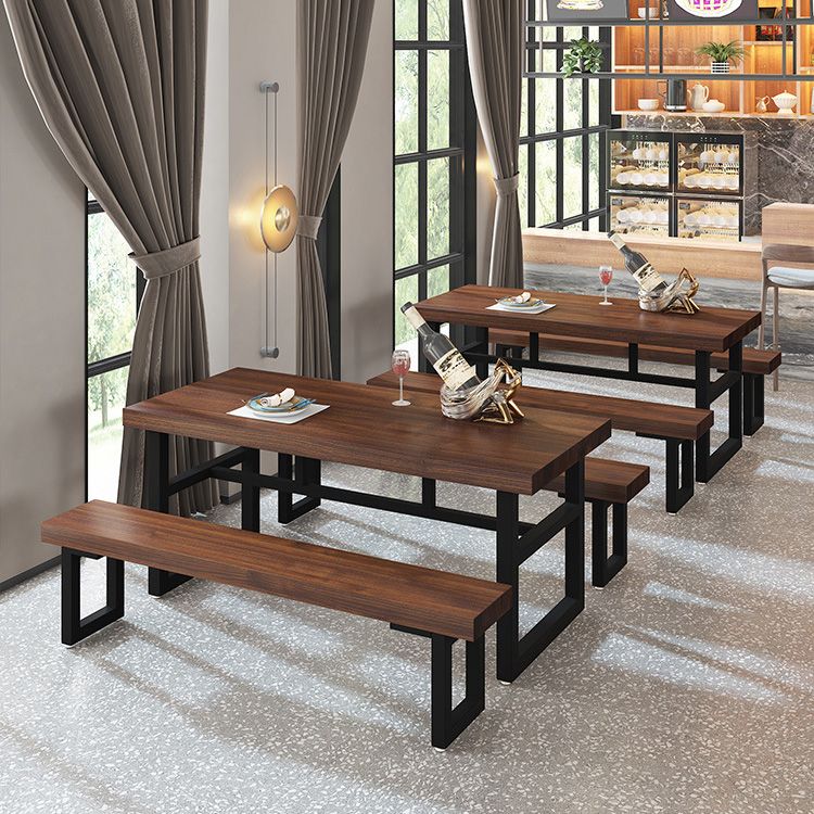 Industrial Rectangle Dining Table Wooden Table with Metal Base for Home Use Clearhalo 'Dining Tables & Seating' 'Dining Tables' 'dining_table' 'furn' 'furn_dining_table' 'Furniture' 'Kitchen & Dining Furniture' 1200x1200_35b98280-a08c-4598-bc31-199c3da32c91