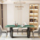 Mesa de comedor con pedestal doble, mesa de comedor rectangular para cocina