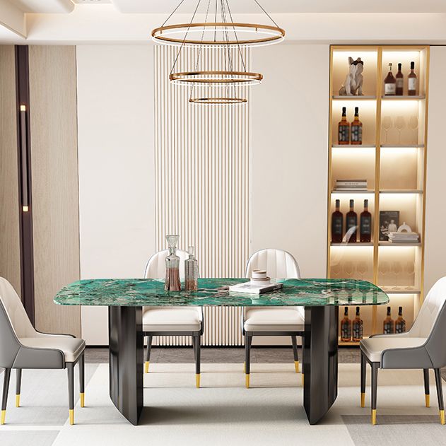 Mesa de comedor con pedestal doble, mesa de comedor rectangular para cocina