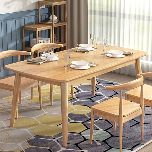 Modern Style Rubberwood Solid Wood Dining Table Brown Rectangle Table with 4 Legs for Home Use Clearhalo ' dining_table' 'Dining Tables & Seating' 'Dining Tables' 'furn' 'furn_dining_table' 'Furniture' 'furniture_dining_table' 'Kitchen & Dining Furniture' 'kitchen&dining_furn' 'kitchen' 'kitchen_dining_table' 1200x1200_35bdb1cc-888a-4fec-88b3-22d827c584f8