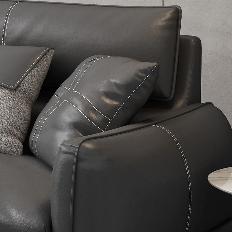 Upscale Grey Sofa with Four Legs Leather Sofa Living Room Seating Clearhalo 'furn' 'furn_sofas' 'Furniture' 'Living Room Furniture' 'Sofa' 'sofas' 1200x1200_35c12ab3-5e21-48d3-ab9a-643525b25450