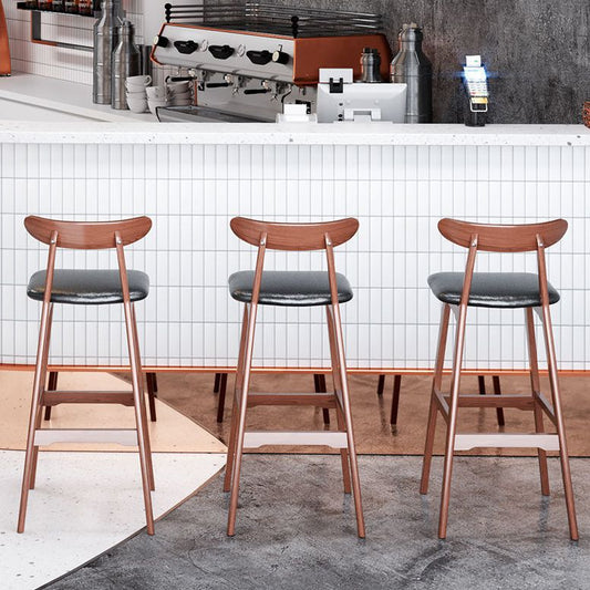 Scandinavian Restaurant Rubberwood Stool Matte Finish Upholstered Bar Stools Clearhalo 'Bar Furniture' 'Bar Stools' 'bar_stools' 'furn' 'furn_bar_stools' 'Furniture' 'furniture_bar_stools' 'Kitchen & Dining Furniture' 1200x1200_35c23518-ccad-480f-b05a-6594352cc533