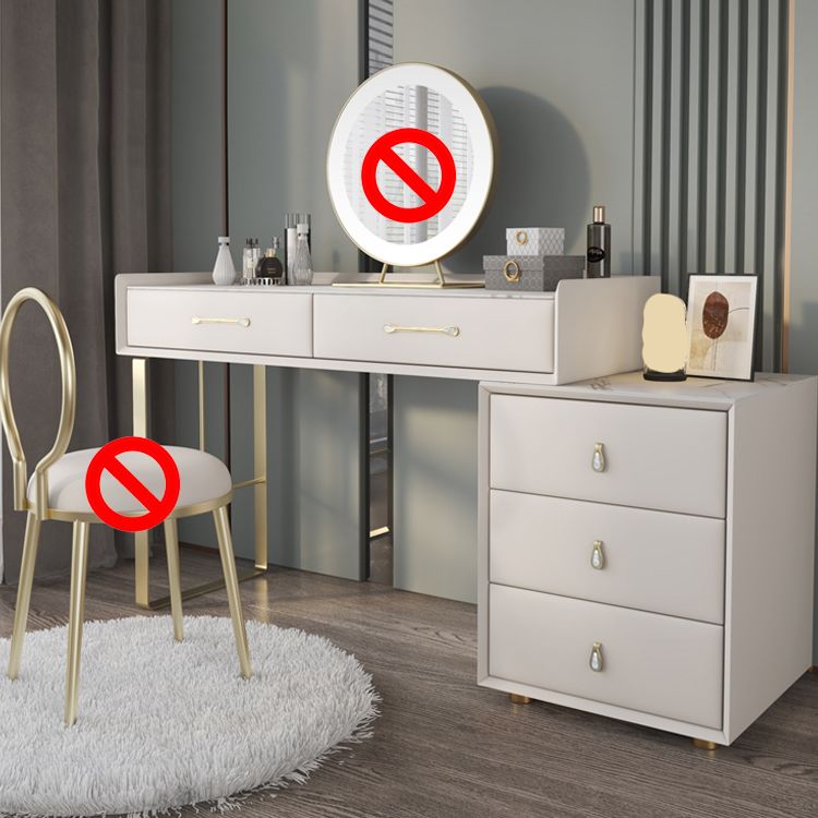 Luxurious Metal Vanity Set with Stool Stone Top Dressing Table