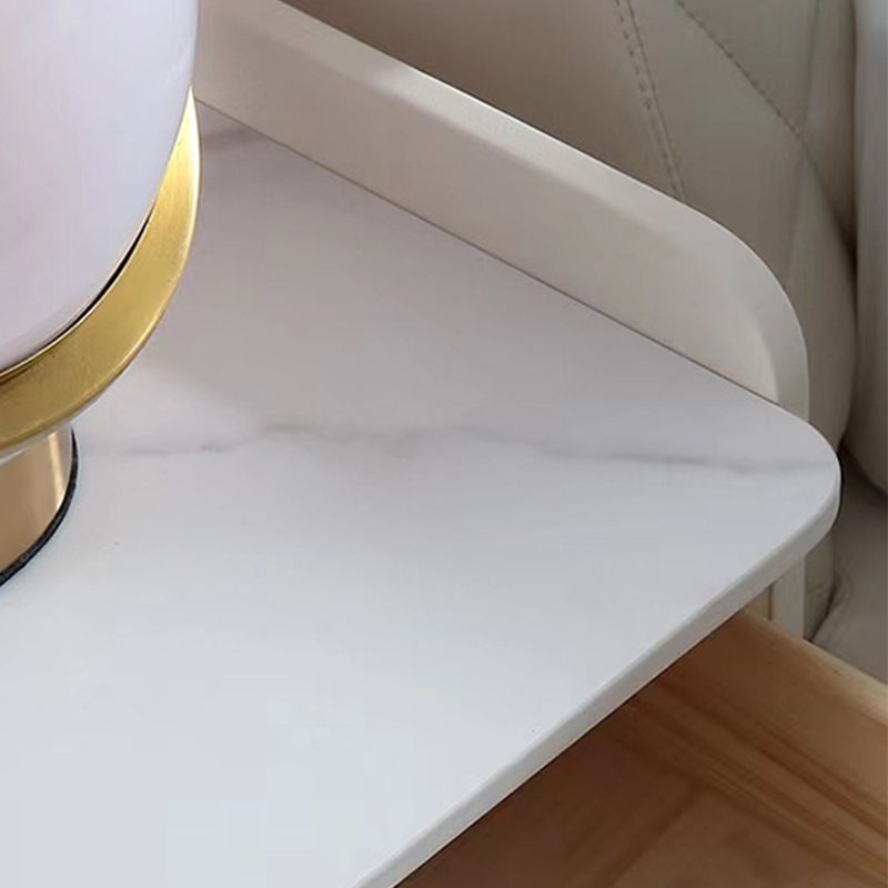 Massivholz Rahmen zwei Schubladen Ledergrau/Khaki/Beige/Blau Gold Tischbein Nachttisch