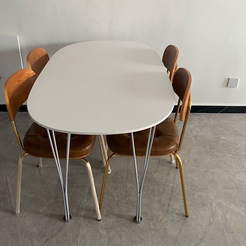 Tavolo da pranzo ovale contemporaneo bianco con 4 gambe