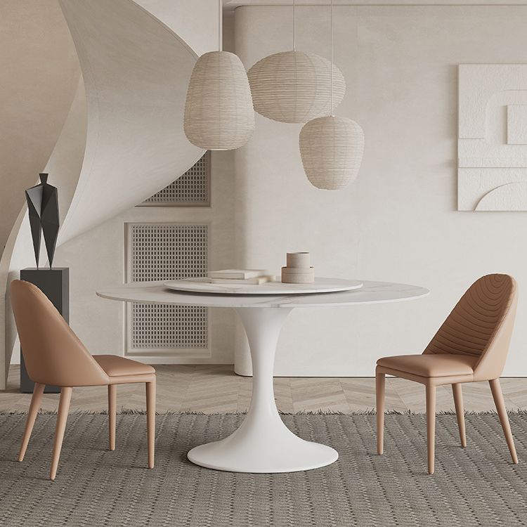 Modern Round Dinette Set 1/3/4/5/7 Pieces Dining Table Set with White Sintered Stone Top Clearhalo 'Dining Room Sets' 'Dining Tables & Seating' 'dining_room_set' 'furn' 'furn_dining_room_set' 'Furniture' 'furniture_dining_room_set' 'Kitchen & Dining Furniture' 1200x1200_35c59ff3-dfc1-4757-b26e-03004ea777a8