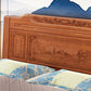 84.65 inch Wide Traditional Bed Frame Rubberwood Panel Bed with Headboard