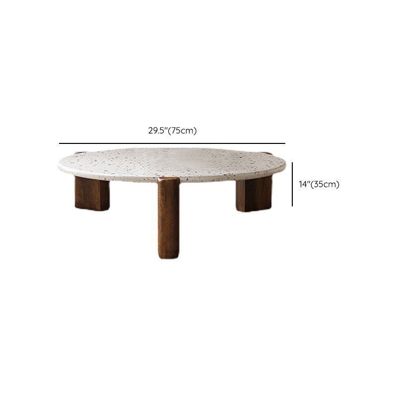 Modern Round Coffee or End Table Wood and Stone Coffee Table Beige