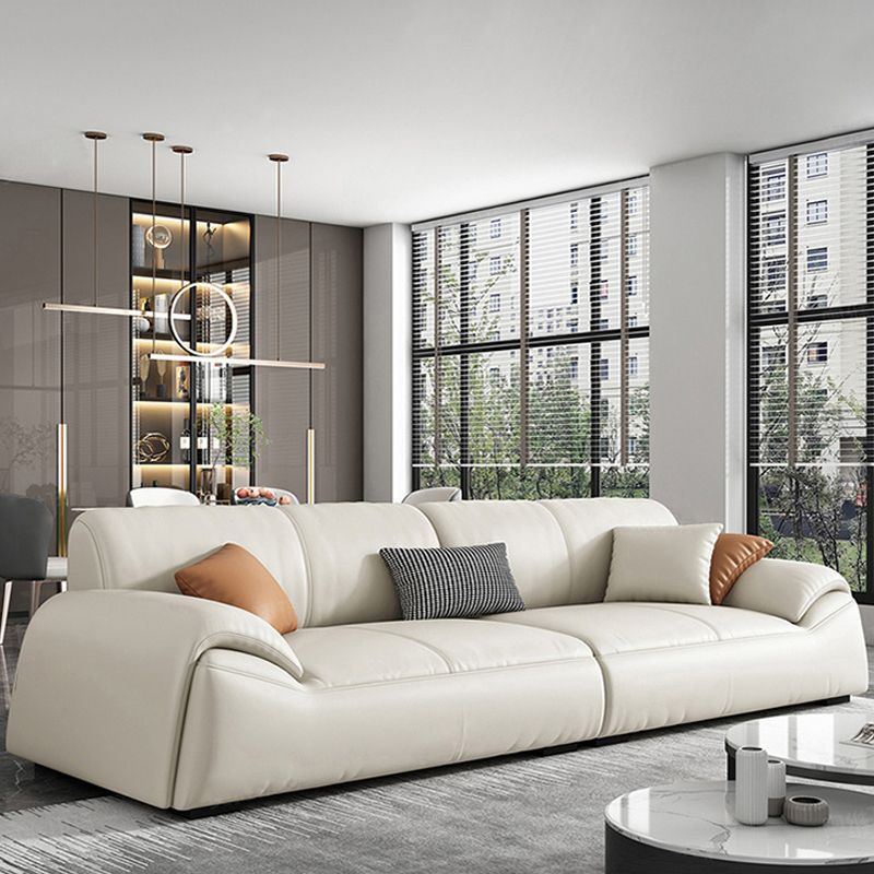 Glam Leather Sofa with Bolster Pillows Seating for Living Room Clearhalo 'furn' 'furn_sofas' 'Furniture' 'Living Room Furniture' 'Sofa' 'sofas' 1200x1200_35c8e1a8-63b2-4c37-8447-dfbfc64c519b