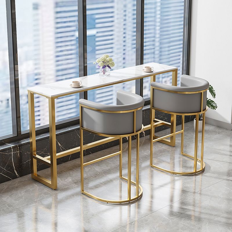 White Stone Bar Dining Table Traditional Luxury Bar Table with Gold Base Clearhalo 'Bar Furniture' 'Bar Tables' 'bar_tables' 'furn' 'furn_bar_tables' 'Furniture' 'Kitchen & Dining Furniture' 1200x1200_35c919d4-da7d-4c0b-b5b7-cb82ad0de78c