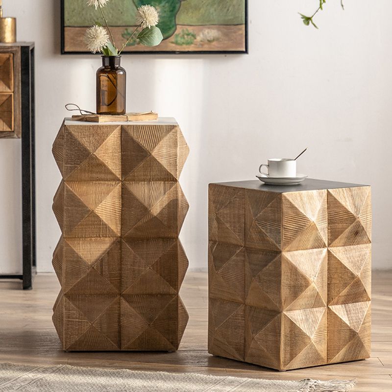 Rustieke geometrisch accent bijzettafel houten zijde uiteinde snacktafel