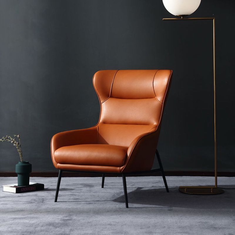 Mid-Century Modern Chair Faux Leather Flared Arms Wingback Chair Clearhalo 'Accent Chairs' 'accent_chairs' 'Chairs & Seating' 'furn' 'furn_accent_chairs' 'Furniture' 'Living Room Furniture' 1200x1200_35cbc396-ac97-47dd-91ca-591e76a789bc