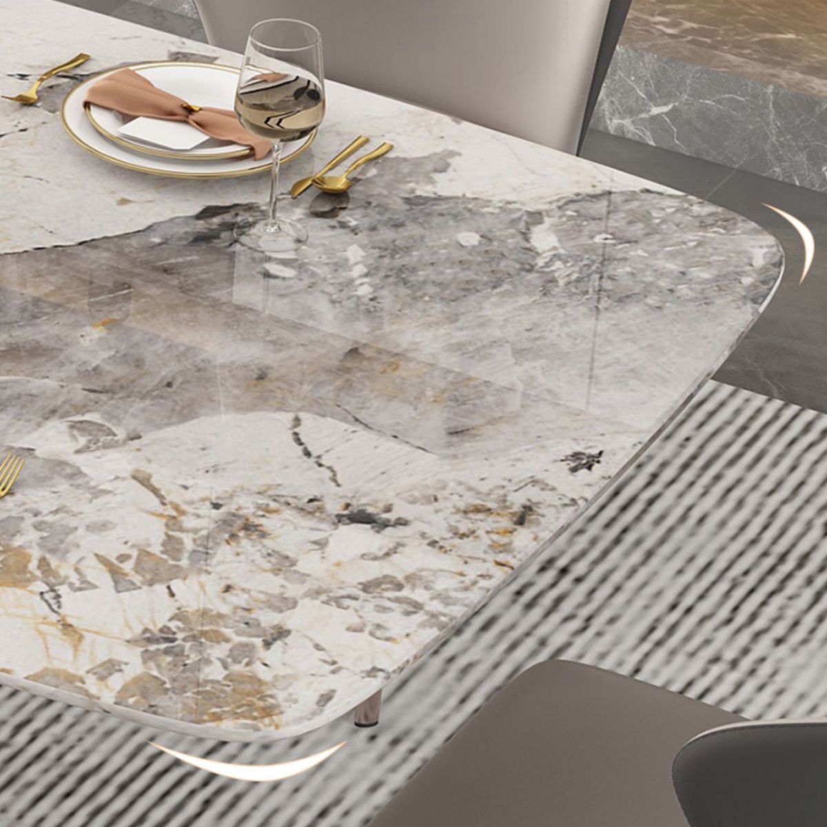 Luxury Sintered Stone Top Dining Set Rectangle 1/2/5/7 Pieces Dining Table with Chairs Clearhalo 'Dining Room Sets' 'Dining Tables & Seating' 'dining_room_set' 'furn' 'furn_dining_room_set' 'Furniture' 'furniture_dining_room_set' 'Kitchen & Dining Furniture' 1200x1200_35cc120d-a428-4ece-9be8-57079949f26d