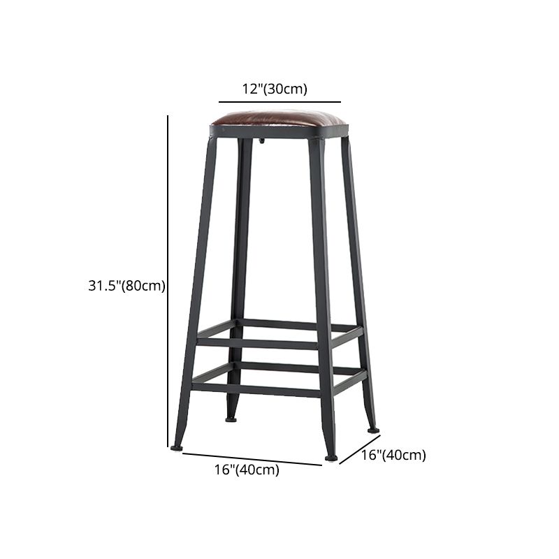 Industrial Style Square Leather Seat with Metal Legs Counter Stool for Kitchen Bar Clearhalo 'Bar Furniture' 'Bar Stools' 'bar_stools' 'furn' 'furn_bar_stools' 'furniture_bar_stools' 'Kitchen & Dining Furniture' 'kitchen&dining_furn' 'kitchen' 'kitchen_furn' Furniture' 1200x1200_35cca31a-9aab-4d8d-b208-bd34dd4ec96f