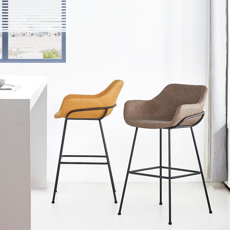 Scandinavian Faux Leather Upholstered Counter Stool with 4 Legs in Matte Finish for Home Clearhalo 'Bar Furniture' 'Bar Stools' 'bar_stools' 'furn' 'furn_bar_stools' 'Furniture' 'Kitchen & Dining Furniture' 1200x1200_35cd3fda-f62a-4edd-b7e7-48451938230d