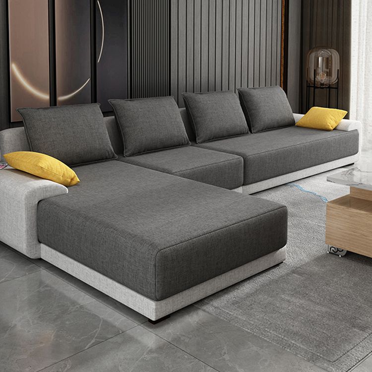Modern Loose Back Removable Cushions Slipcovered Sofa with Reversible Chaise Clearhalo 'furn' 'furn_sectionals' 'Furniture' 'furniture_sectionals' 'kitchen' 'kitchen_sectionals' 'Living Room Furniture' 'Sectionals' 1200x1200_35cfb3ed-a7f6-466a-bce2-8299bdbc7b23