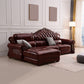 Genuine Leather Rolled Arm Sectional 36.22"High Camel Back Sofa, Dark Brown Clearhalo 'furn' 'furn_sectionals' 'Furniture' 'furniture_sectionals' 'Living Room Furniture' 'Sectionals' 1200x1200_35cfc62c-880e-4f19-9624-22c7848dfb1a