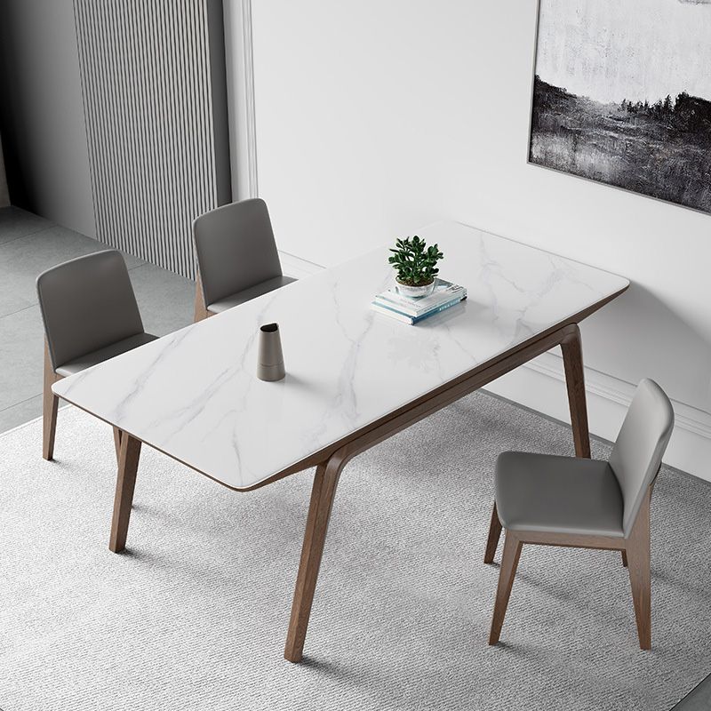 Modern Stone Rectangle Dining Table 4 Legs Table for Kitchen Clearhalo 'Dining Tables & Seating' 'Dining Tables' 'dining_table' 'furn' 'furn_dining_table' 'Furniture' 'Kitchen & Dining Furniture' 1200x1200_35d1ee9e-1198-4bca-879e-abb0ec047d80