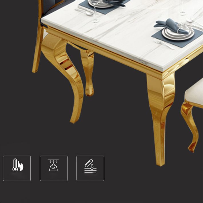 Traditional Luxury Dining Table Rectangle Metal Gold Tripod Dining Table Clearhalo 'Dining Tables & Seating' 'Dining Tables' 'dining_table' 'furn' 'furn_dining_table' 'Furniture' 'furniture_dining_table' 'Kitchen & Dining Furniture' 'kitchen' 'kitchen_dining_table' 1200x1200_35d1f3fe-0b15-439b-bffe-df8b95e6c666