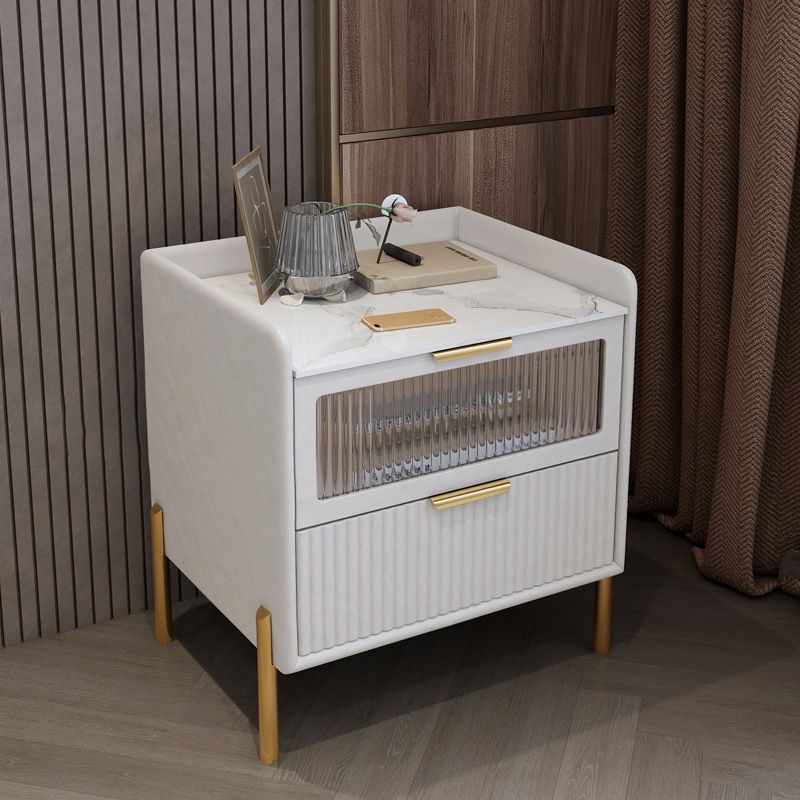 Classic Glam Bed Nightstand Stone Accent Table Nightstand with Drawers Clearhalo 'Bedroom Furniture' 'furn' 'furn_night_stand' 'Furniture' 'night_stand' 'Nightstands' 1200x1200_35d5cccf-4402-4e2b-8a42-c4aa416ce578