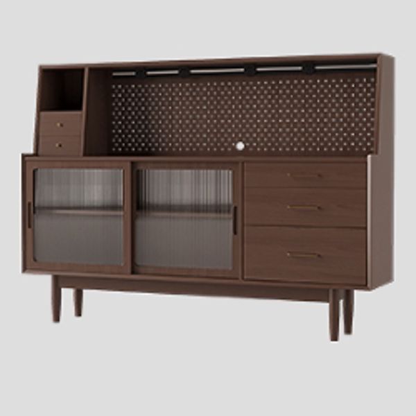 5-Drawer Pine Wood Credenza Modern Glass Sliding Door Cabinets Sideboard for Living Room Clearhalo 'buffet_sideboard' 'Buffets & Sideboards' 'furn' 'furn_buffet_sideboard' 'Furniture' 'furniture_buffet_sideboard' 'Kitchen & Dining Furniture' 1200x1200_35d7f11d-6f19-4032-9845-22c6a4de00b7