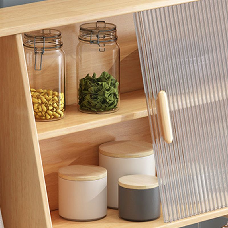 Rubberwood vaste houten server met glazen deuren voor eetkamer