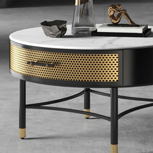 Set di tavolini rotondi in ardesia lussuosa con cassetto