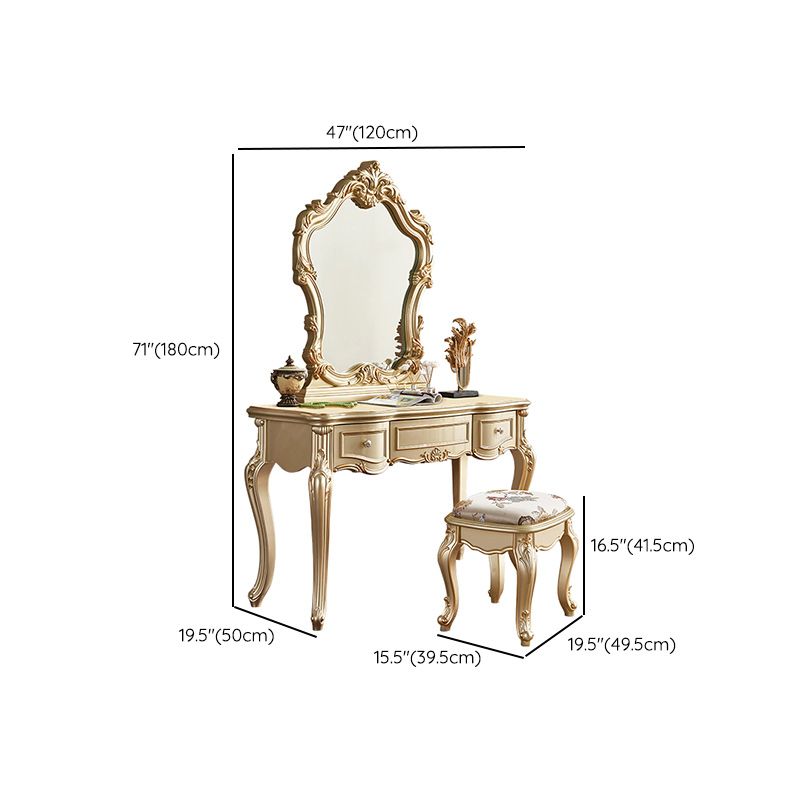 19 "brede Victoriaanse make-up ijdelheid houten kaptafel met spiegel