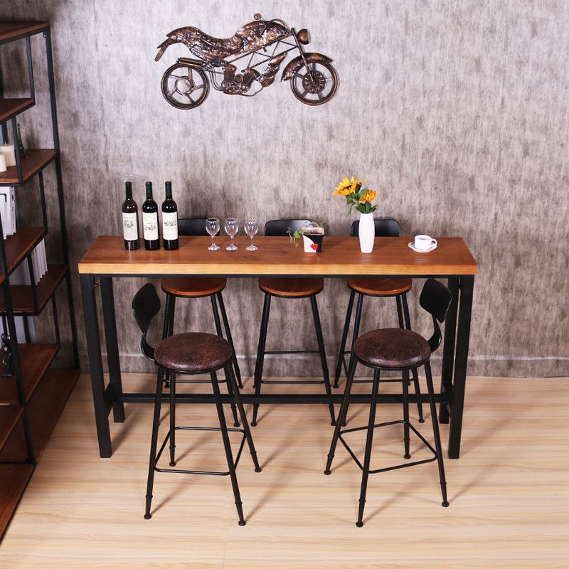 Industrial Rectangle Bar Table Pine Solid Wood Fixed Bar Dining Table Clearhalo 'Bar Furniture' 'Bar Tables' 'bar_tables' 'furn' 'furn_bar_tables' 'Furniture' 'Kitchen & Dining Furniture' 1200x1200_35daef48-00cb-4424-8943-f950beac8e8e