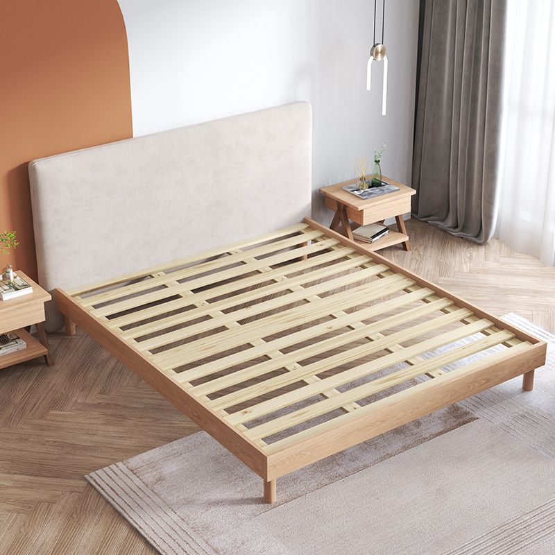 Graues und natürliches Standardbett traditionelle Eichenpaneelbett gepolstertes Kopfteil