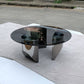 Black Glass Top Coffee Table Modern Round 3 Legs Cocktail Table Clearhalo 'Coffee & Accent Tables' 'Coffee Tables' 'coffee_tables' 'furn' 'furn_coffee_tables' 'Furniture' 'Living Room Furniture' 1200x1200_35dca8bc-0205-4129-a26c-666111be2a91
