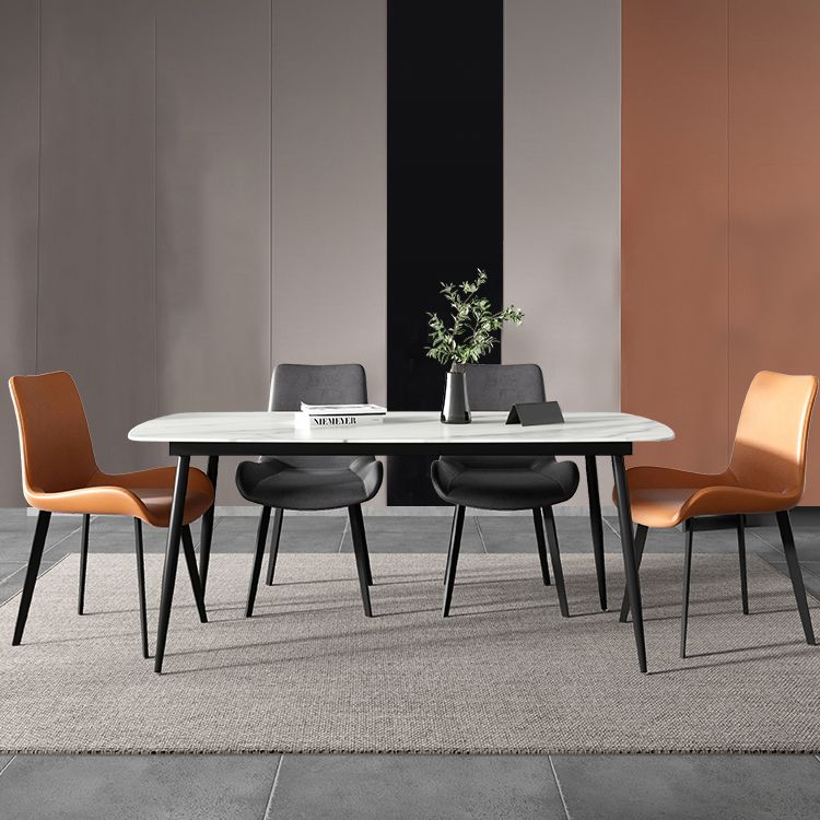 Rectangle Industrial Dining Room Table Sintered Stone Table with 4 Black Metal Legs Clearhalo ' dining_table' 'Dining Tables & Seating' 'Dining Tables' 'furn' 'furn_dining_table' 'Furniture' 'furniture_dining_table' 'Kitchen & Dining Furniture' 'kitchen&dining_furn' 'kitchen' 'kitchen_dining_table' 1200x1200_35ddb91a-9208-48d7-9dba-56619e4f1ae4
