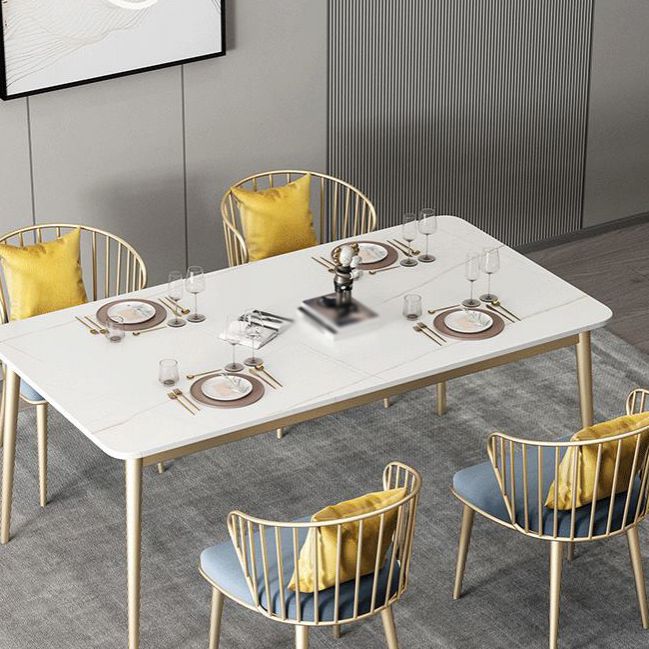 1/5/7 Pcs Metal Glam Dining Table Set with Rectangle Table Dinette Set Clearhalo 'Dining Room Sets' 'Dining Tables & Seating' 'dining_room_set' 'furn' 'furn_dining_room_set' 'Furniture' 'furniture_dining_room_set' 'Kitchen & Dining Furniture' 'kitchen&dining_furn' 'kitchen' 1200x1200_35ddf494-bd0f-431c-917d-9609a17fc858
