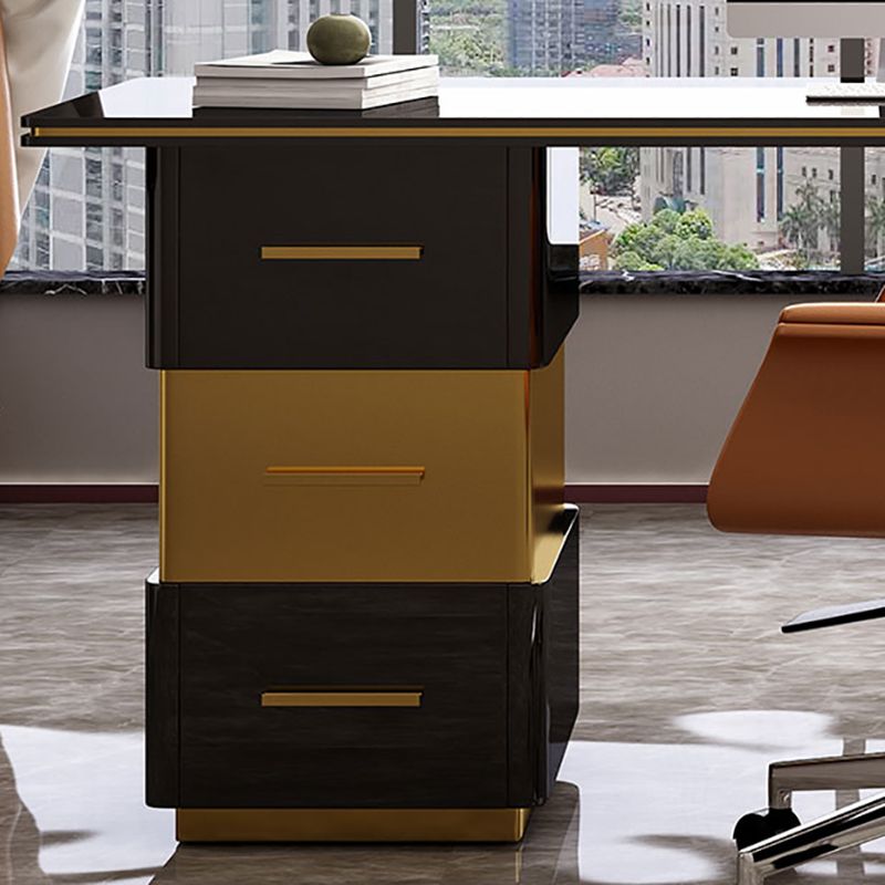 Rectangular with Drawers Office Desk Pedestal Artificial Wood Writing Desk Glam Clearhalo 'furn' 'furn_office_desk' 'Furniture' 'Office Desks' 'Office Furniture' 'office_desk' 1200x1200_35df014e-02fd-48d3-b916-55a138c727e6