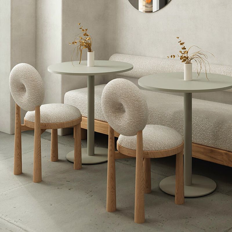Silla de comedor sin brazo de madera sólida de comedor tapizado contemporáneo