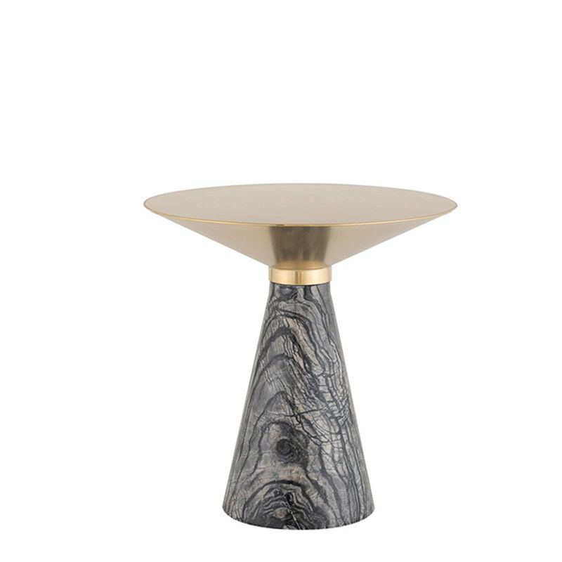 Glam Round Stainless Steel Side Table Fade-Resistant Pedestal Sofa End Table