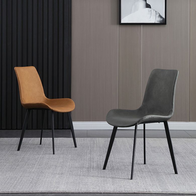 Silla de comedor de comedor de cuero sintética contemporánea para uso en el hogar